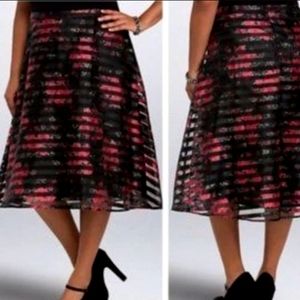 Torrid Skirt Illusion Striped Rose Black Floral